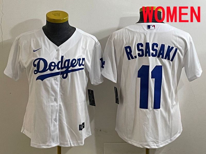 Women Los Angeles Dodgers #11 R.Sasaki White Game 2025 Nike MLB Jersey style 1
